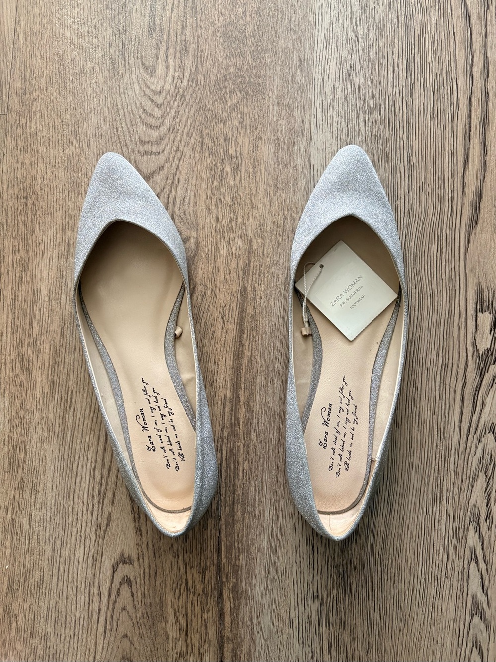 Zara Silver Flats